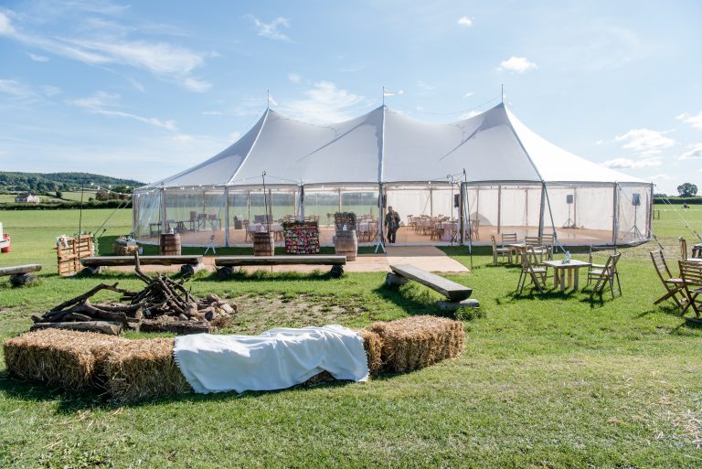 Large Sperry style tent. Beautiful large sailcloth tent for a wedding for 200 guests.